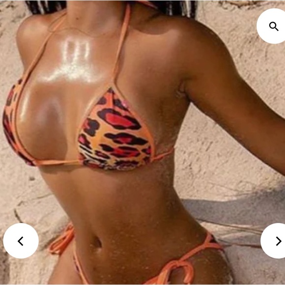 Chynna Dolls bikini top Laguna String Bikini in Orange Leopard Print in size S - Picture 7 of 8